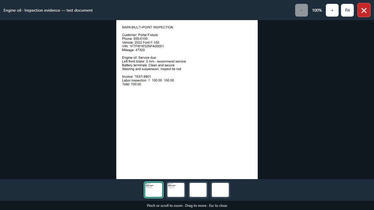 Inspection evidence and document viewer