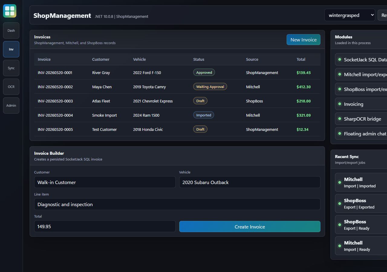Import and export dashboard