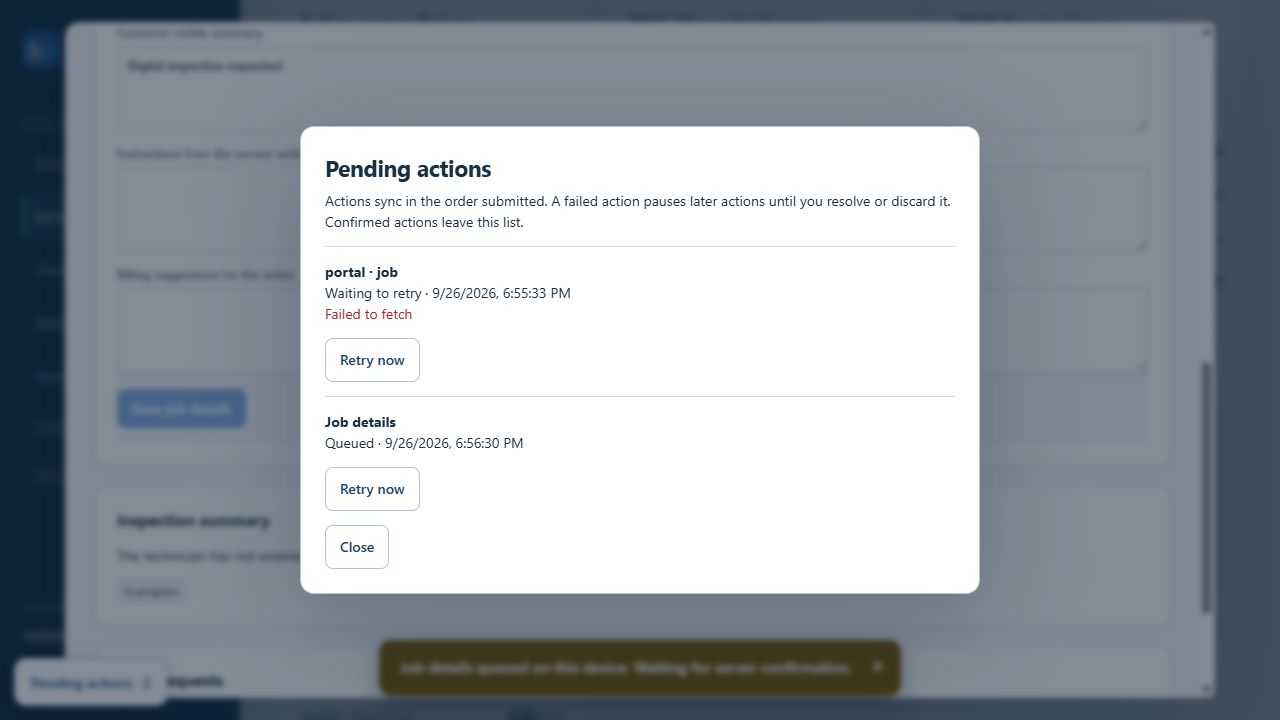 Pending actions and connection recovery