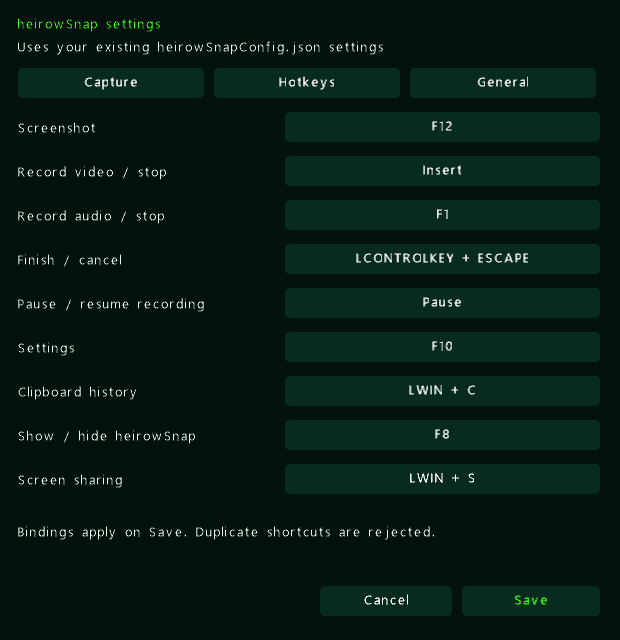 Native hotkey settings test window