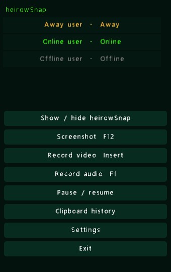 Tray menu with sample presence entries; this older capture predates the Steam group
