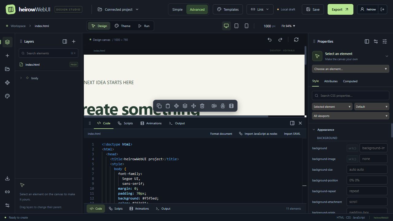 Code workspace in the connected sample project