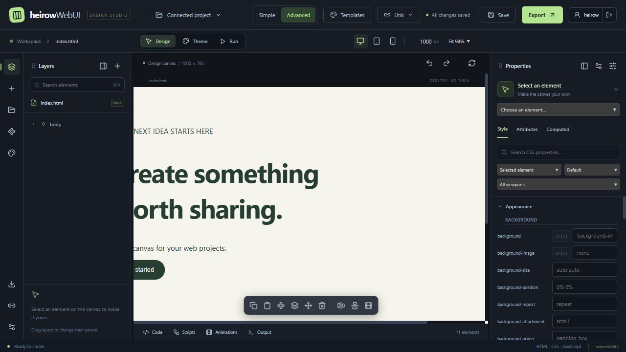 Style, attributes and computed values in the connected sample project
