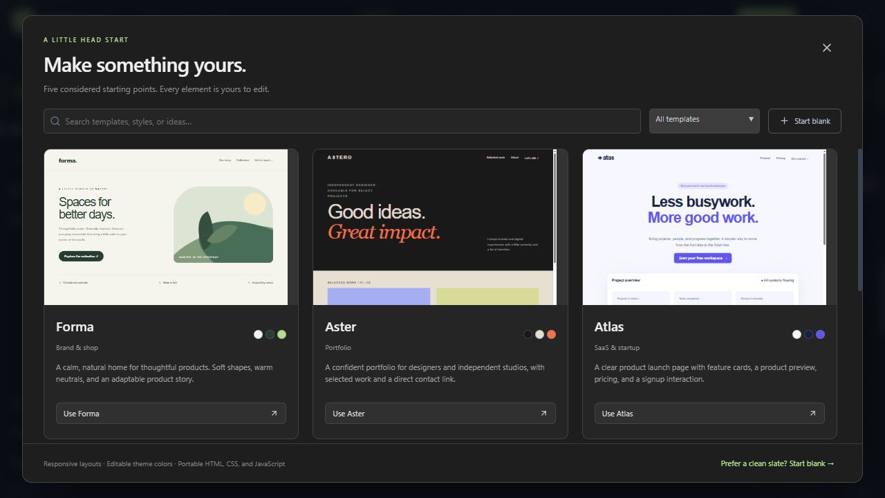 Templates and starting points in the connected sample project