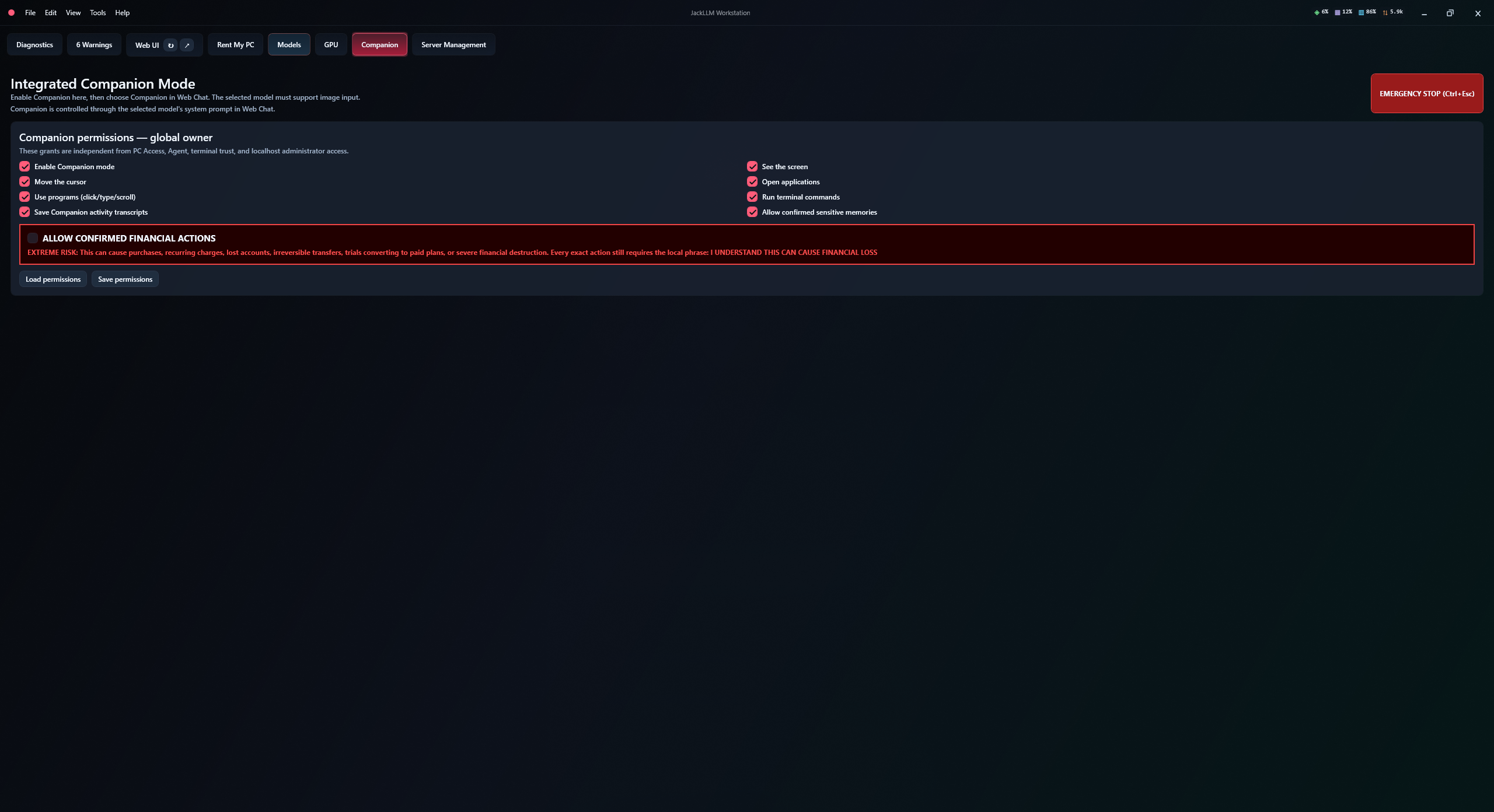 Companion mode — application documentation screenshot