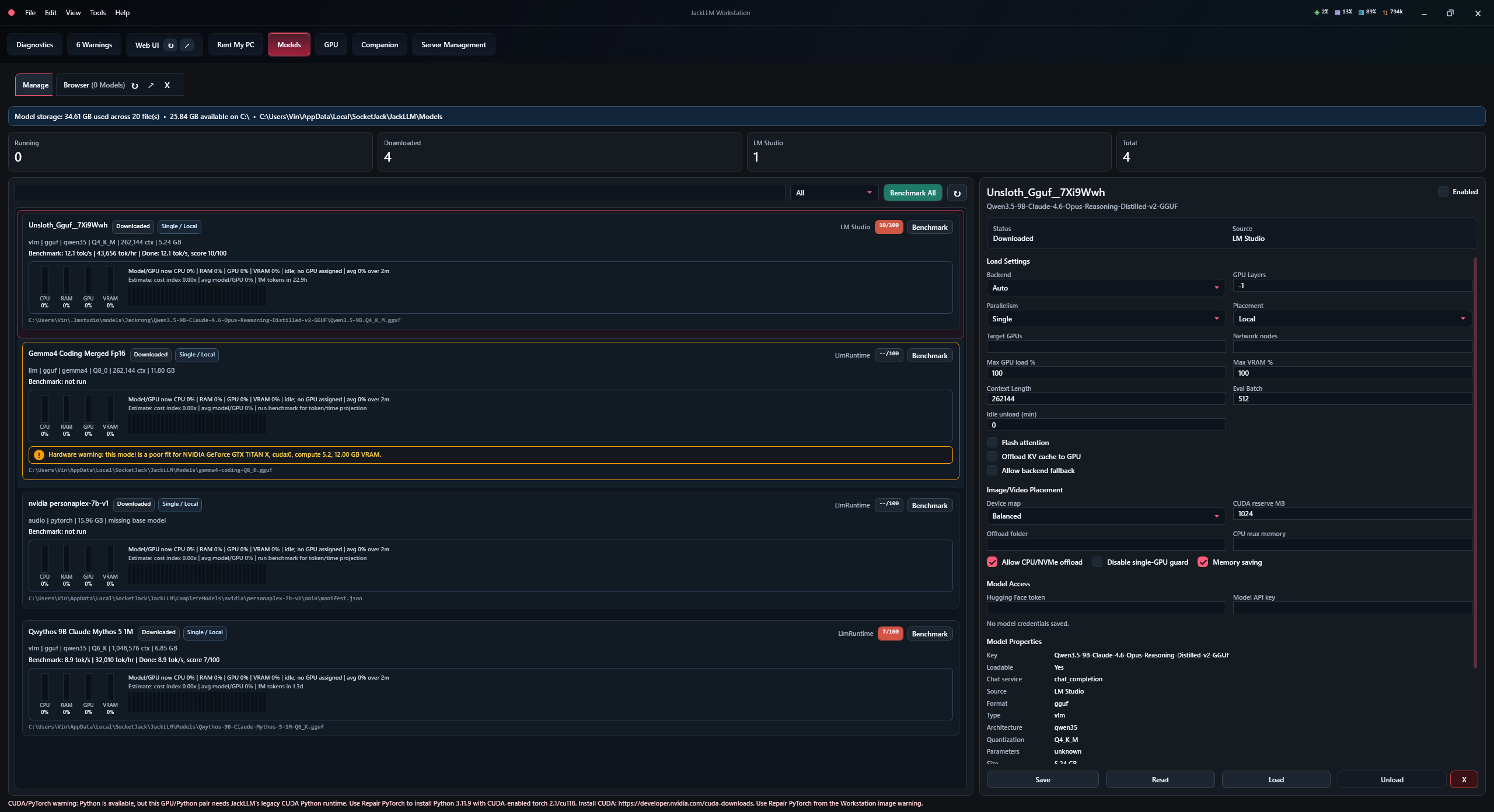 Model browser and manager — application documentation screenshot